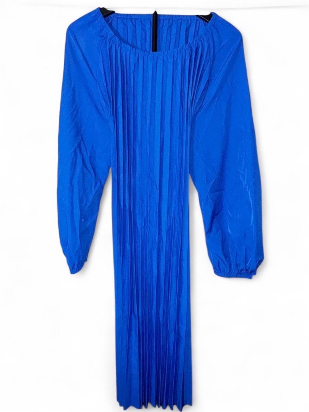 Kids Blue One-Piece Dress - Pleated Long Sleeve